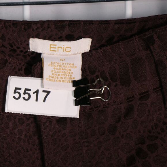 Eric Stretch Dress Pants Womens Size 12 Brown Snake Skin Print Pockets Animal - Picture 7 of 7